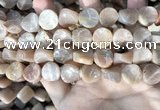 CSS436 15.5 inches 14mm twisted coin sunstone beads wholesale