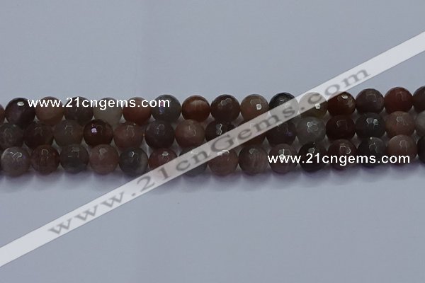 CSS644 15.5 inches 12mm faceted round sunstone gemstone beads wholesale