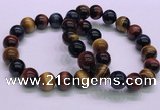 CTB38 7.5 inches 12mm round colorful tiger eye beaded bracelets