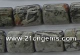 CTB525 15.5 inches 10*13mm triangle grey picture jasper beads wholesale