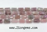 CTB885 13*25mm - 14*19mm faceted tube Madagascar rose quartz beads