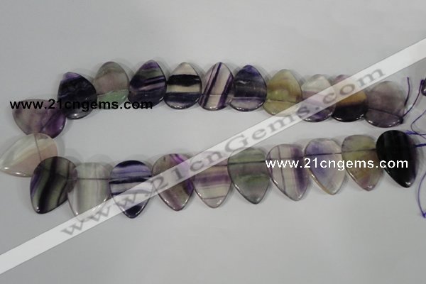 CTD06 Top drilled 22*30mm flat teardrop fluorite gemstone beads