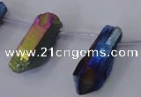 CTD1125 Top drilled 10*22mm - 12*30mm nuggets plated quartz beads