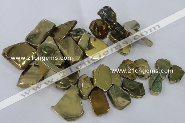 CTD1168 Top drilled 15*25mm - 30*40mm freeform plated agate beads