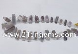 CTD1594 Top drilled 8*25mm - 9*25mm sticks druzy amethyst beads