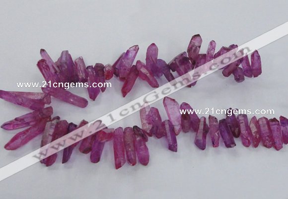 CTD1700 Top drilled 8*15mm - 11*35mm sticks dyed white crystal beads