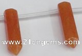 CTD1803 Top drilled 10*30mm - 10*32mm sticks red aventurine beads