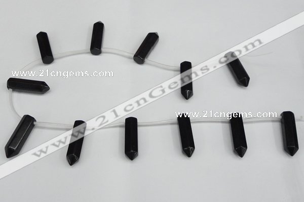 CTD1812 Top drilled 10*30mm - 10*32mm sticks black agate beads