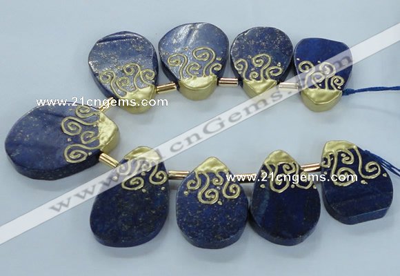 CTD1965 Top drilled 25*35mm - 35*45mm freeform lapis lazuli beads