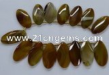 CTD2530 Top drilled 28*57mm faceted oval agate gemstone beads