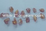 CTD2622 Top drilled 10*25mm - 20*45mm nuggets plated druzy quartz beads
