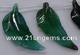 CTD2776 Top drilled 20*45mm - 25*55mm carved leaf agate beads