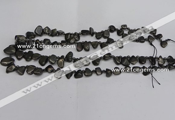 CTD3677 Top drilled 5*8mm - 10*14mm freeform plated white crystal beads