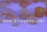 CTD3852 Top drilled 12*13mm - 13*15mm freeform citrine beads
