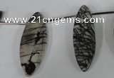 CTD39 Top drilled 10*23mm – 15*40mm marquise black water jasper beads