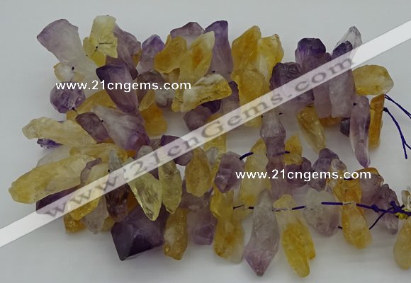 CTD420 Top drilled 12*25mm - 18*40mm nuggets amethyst & citrine beads