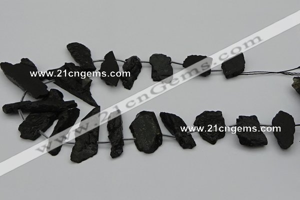 CTD438 Top drilled 10*25mm - 20*45mm freeform black tourmaline beads