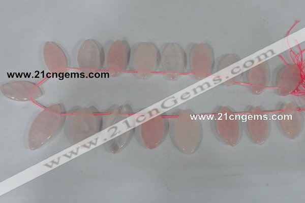 CTD47 Top drilled 12*23mm – 18*50mm marquise rose quartz beads