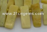 CTD498 Top drilled 10*25mm - 10*45mm sticks yellow jade beads