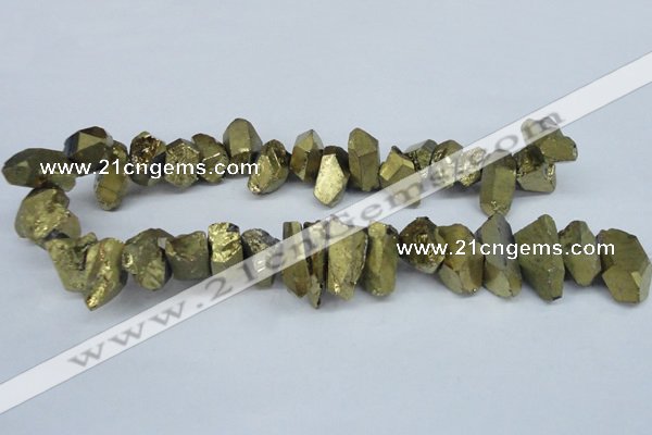 CTD549 Top drilled 12*20mm - 12*25mm nuggets plated quartz beads
