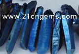 CTD553 Top drilled 8*25mm - 8*40mm wand plated quartz beads