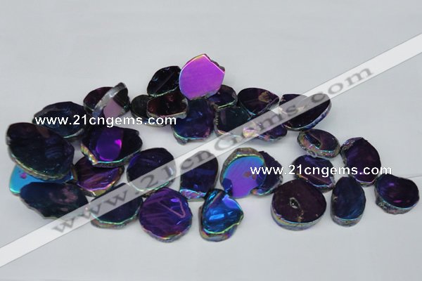 CTD575 Top drilled 20*30mm - 30*45mm freeform plated agate beads