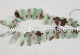 CTD640 Top drilled 10*25mm - 12*45mm wand australia chrysoprase beads