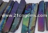CTD843 Top drilled 6*25mm - 8*55mm sticks plated agate beads