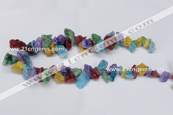 CTD981 Top drilled 10*15mm - 15*25mm nuggets plated druzy agate beads