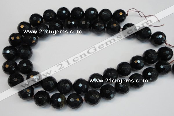 CTE1192 15.5 inches 18mm faceted round blue tiger eye beads