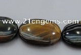 CTE1364 15.5 inches 15*20mm oval yellow & blue tiger eye beads