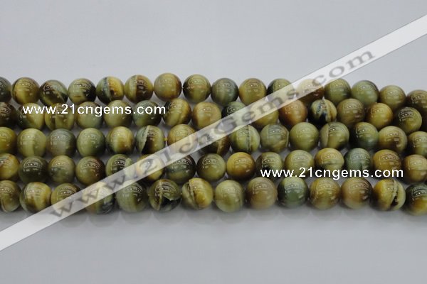 CTE1442 15.5 inches 8mm round golden & blue tiger eye beads