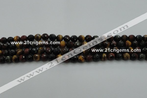 CTE1472 15.5 inches 8mm faceted round mixed tiger eye beads