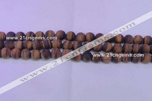 CTE1770 15.5 inches 4mm round matte yellow tiger eye beads
