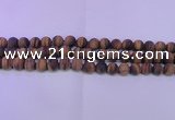 CTE1775 15.5 inches 14mm round matte yellow tiger eye beads