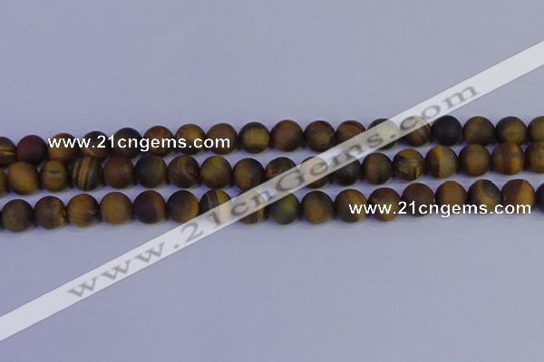 CTE1813 15.5 inches 10mm round matte yellow iron tiger beads
