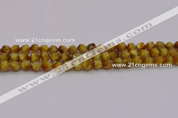 CTE1933 15.5 inches 10mm faceted nuggets golden tiger eye beads