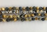 CTE2125 15.5 inches 6mm faceted nuggets golden & blue tiger eye beads