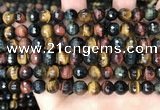 CTE2227 15.5 inches 8mm faceted round colorful tiger eye beads