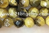 CTE2231 15.5 inches 4mm faceted round yellow tiger eye beads
