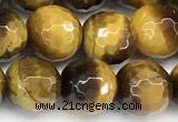 CTE2354 15 inches 8mm faceted round yellow tiger eye beads