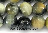 CTE2369 15 inches 8mm faceted round golden & blue tiger eye beads