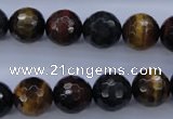 CTE455 15.5 inches 12mm faceted round mixed tiger eye beads