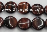 CTE53 15.5 inches 15mm flat round red tiger eye gemstone beads