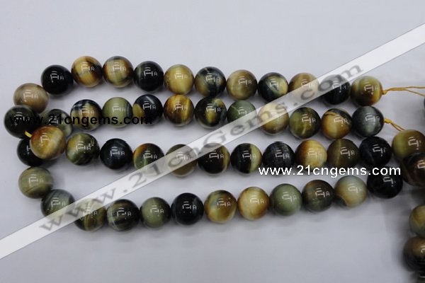 CTE556 15.5 inches 16mm round golden & blue tiger eye beads
