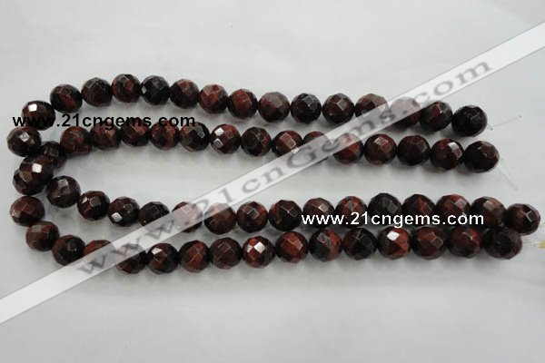 CTE704 15.5 inches 12mm faceted round red tiger eye beads