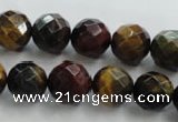 CTE714 15.5 inches 12mm faceted round mixed color tiger eye beads
