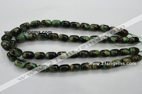 CTE80 15.5 inches 11*15mm drum green tiger eye gemstone beads