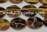 CTE830 15.5 inches 13*18mm wavy oval yellow tiger eye beads