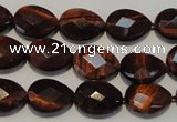 CTE882 15.5 inches 10*14mm faceted flat teardrop red tiger eye beads